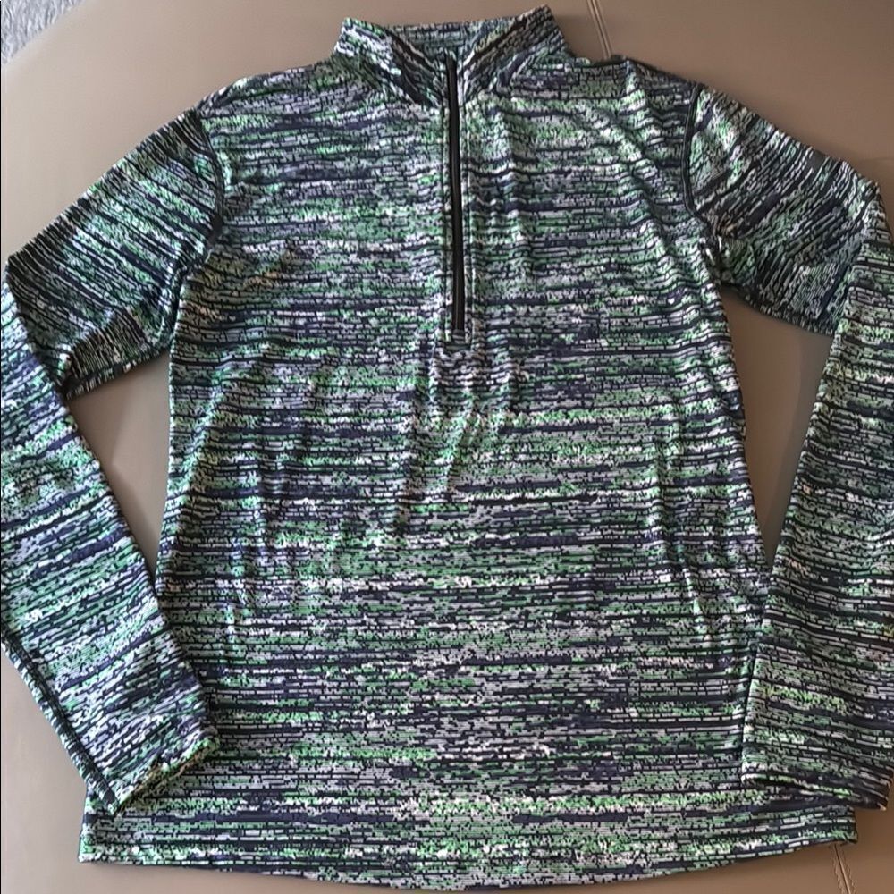 Nike Women’s Dri-Fit Long Sleeve 1/4 Zip Top in Green/Purple/White. Size XL.
